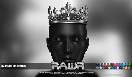 Second Life Marketplace - RAWR! Fleur De Lis Crown (add me)